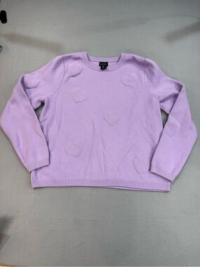 Nicole Miller Lilac Crewneck Soft Stretchy Sweater with Heart Texture XL